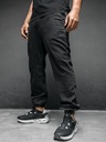Pánske džínsové NOHAVICE so sťahovacou šnúrkou JIGGA WEAR Módne MRAMORové čierne XL Dĺžka nohavíc dlhá