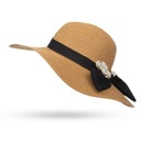 Женская летняя соломенная шляпа с большими полями и летним волнистым бантом