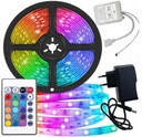 TAŚMA LED KOLOROWA WODOODPORNA 5M RGB + PILOT + BATERIA + ZASILACZ