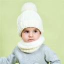 New Winter Beanies Cap Set Boys Girls Thick Knitted Hat Scarf Plush Kids He Materiał dominujący bawełna