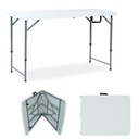 САДОВЫЙ СТОЛИК СКЛАДНОЙ 120 СМ, РАСШИРЯЮЩИЙСЯ ЧЕМОДАН, БЕЛЫЙ, РЕГУЛИРУЕМЫЙ