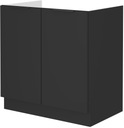 Черный кухонный шкаф с мойкой 80. Черный матовый, плавное закрывание