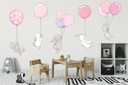 Naklejka na ścianę z uroczymi królikami i balonami dla dzieci różowe Marka Drukant