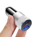 ЗАРЯДНИЙ ПРИСТРІЙ АВТОМОБІЛЬНА W КОЛЬОРІ SREBRNYM USB-C + USB 15W PD 3.1A | 12-24V  (1089477445) фото min 4