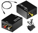 KONWERTER SYGNAŁU AUDIO SPDIF TOSLINK COAXIAL 2x RCA JACK DAC Z ZASILACZEM