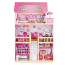 Drevený domček pre bábiky led nábytok ECOTOYS Dominujúca farba odtiene ružovej