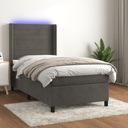 Łóżko kontynentalne z materacem i LED, szary aksamit, 90x200 cm Rodzaj łóżka podwójne