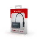 GEMBIRD Czytnik kart na USB-C SDXC/combo/czarny Obsługiwane karty pamięci Micro Secure Digital (micro SD) Secure Digital (SD)