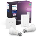 Philips Hue Startovací sada 9W (60W) / 2xE27 + Hue Bridge a Hue Switch Další informace Funkce stmívání Funkce změny barvy