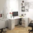 Rohový písací stôl B20 PRAVÁ biela-biela lesk 155cm AKD Počet políc 1