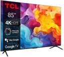 85-дюймовый смарт-телевизор TCL 4K Ultra HD с прямой светодиодной подсветкой Google TV, 85 дюймов, новый