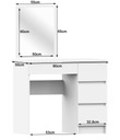 Kozmetický toaletný stolík 90cm biely pravý T-6/SL 50x60 AKD Povrch matný
