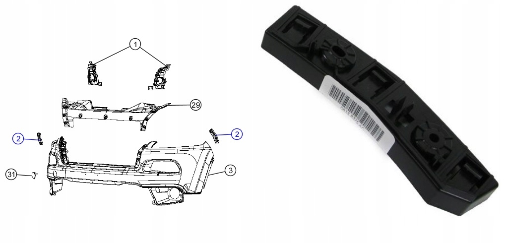 Ślizg mocowanie zderzaka prawy Jeep Cherokee KL 14