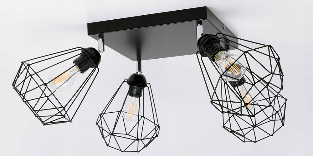 Stylowa lampa sufitowa serii Kali TYP:1204, 4 abażury druciak