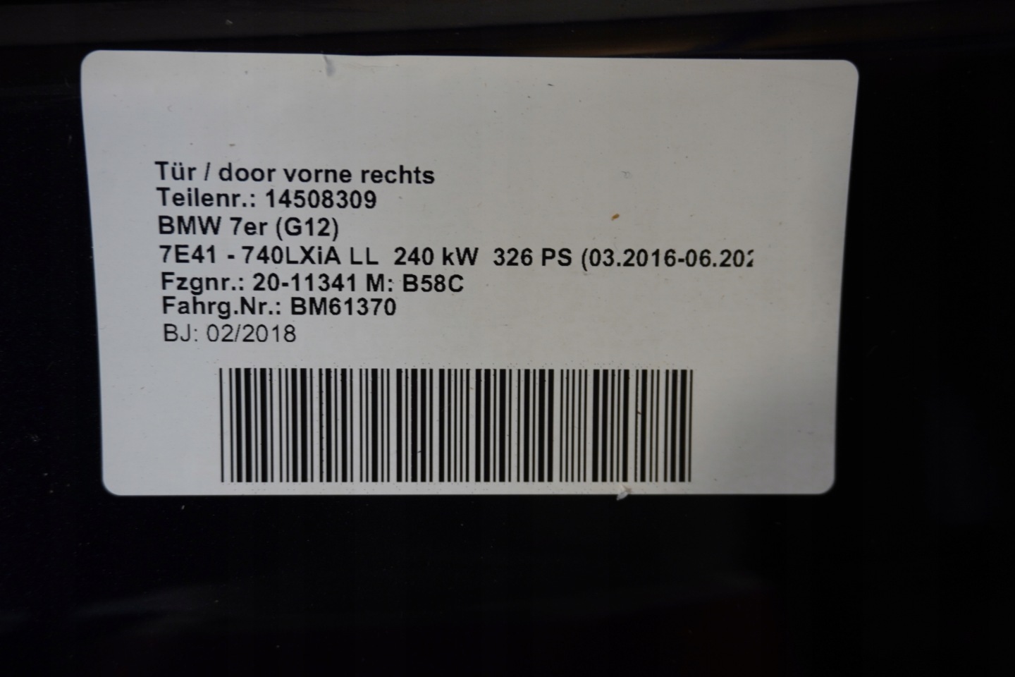 BMW 7 G12 Tür Vorne Rechts Door Porta Porte - Thumbnail 5