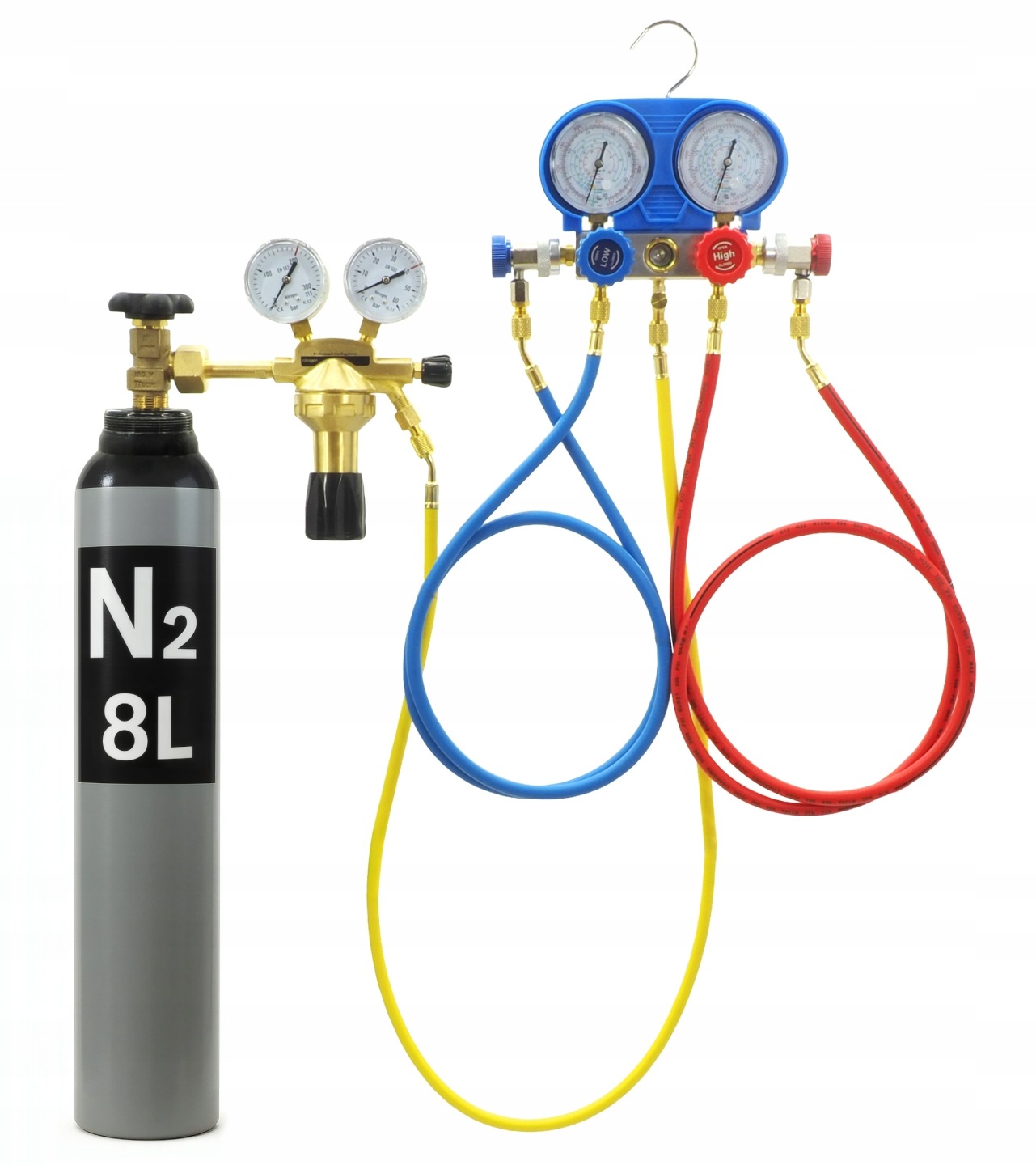 ZESTAW DO SPRAWDZANIA SZCZELNOŚCI KLIMATYZACJI R134A  AZOT 8L REDUKTOR AZOT TYP GCE 40bar