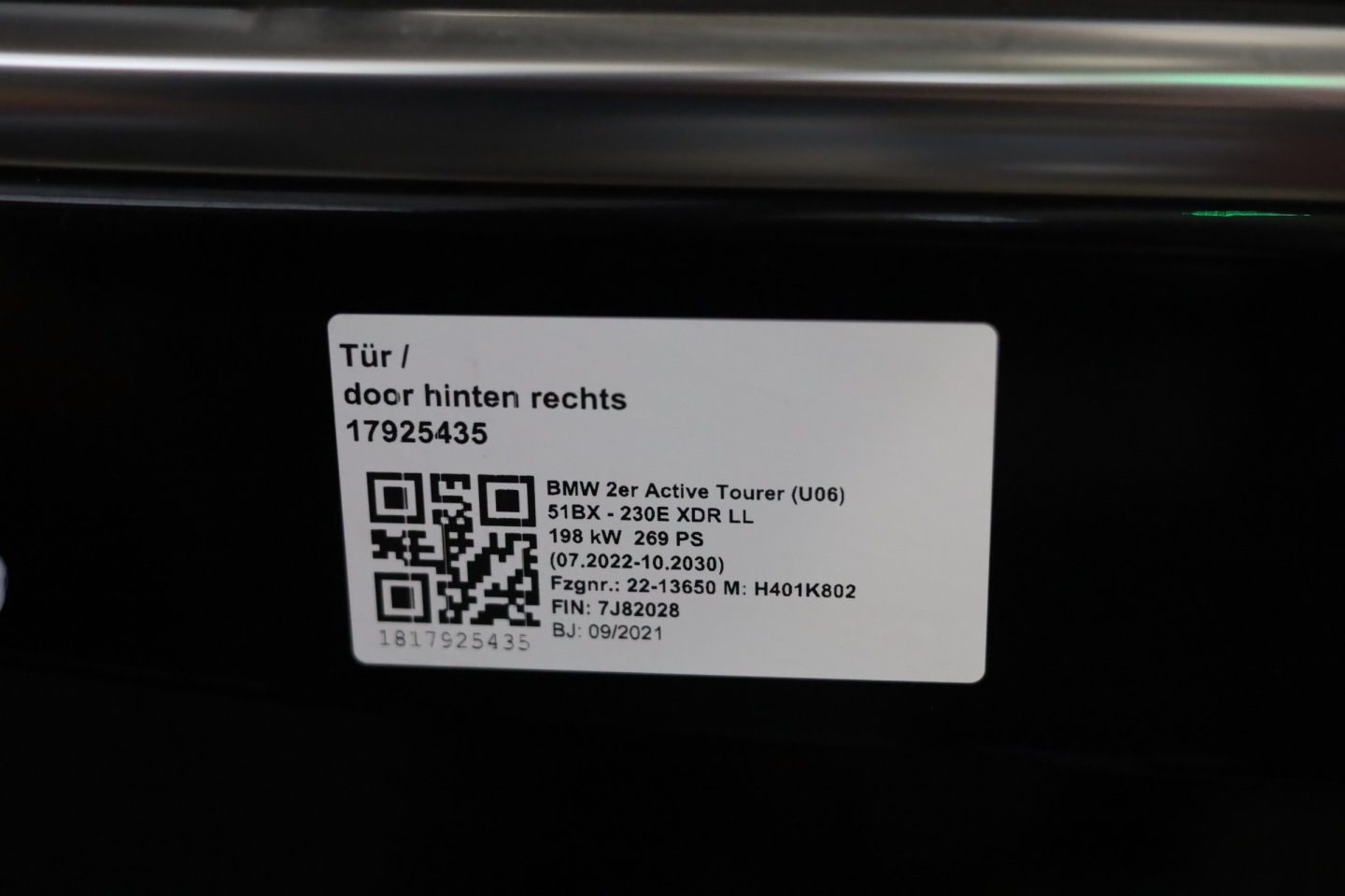 BMW 2 Active Tourer U06 Tür Hinten Rechts Door 3456783 Porta Porte - Thumbnail 9