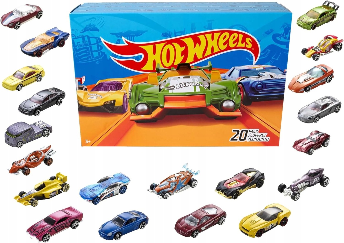 Hot Wheels 20-pak pojazdów w skali 1:64, prezent dla dorosłych i