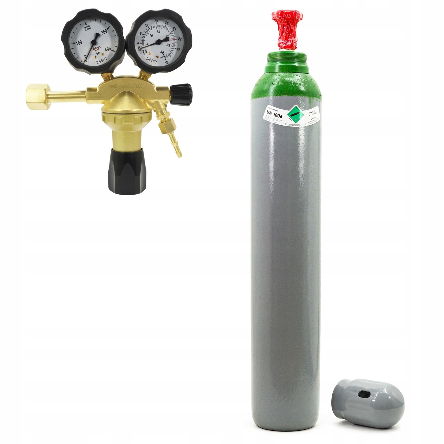 Butla z gazem ARGON 10L 200 BAR + Reduktor Ar/CO2 typ GCE BestSchweissen.de 