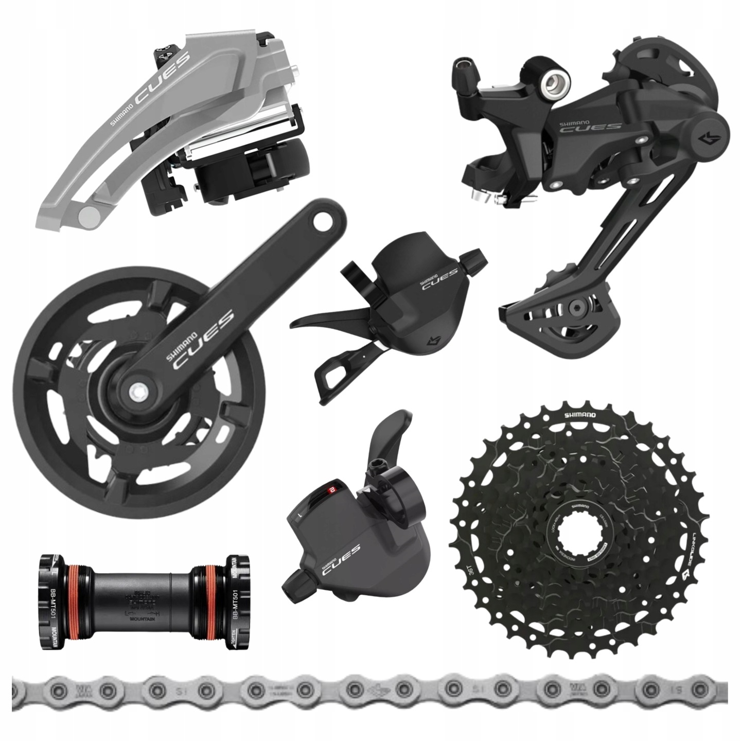 ZESTAW Napęd Shimano Cues 9 rzędowy kompletna Grupa Cues 2x9