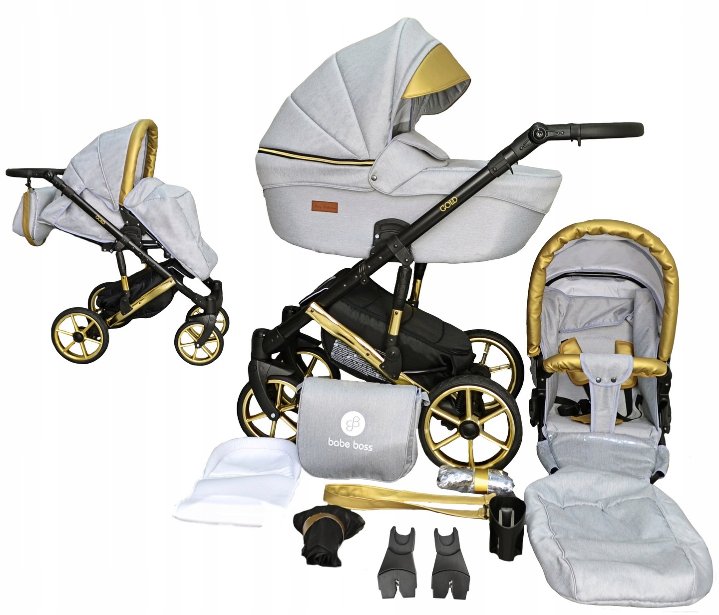 Wózek Dziecięcy Gold Uczio 2w1 Adaptery Maxi Cosi Cybex Aton I Size