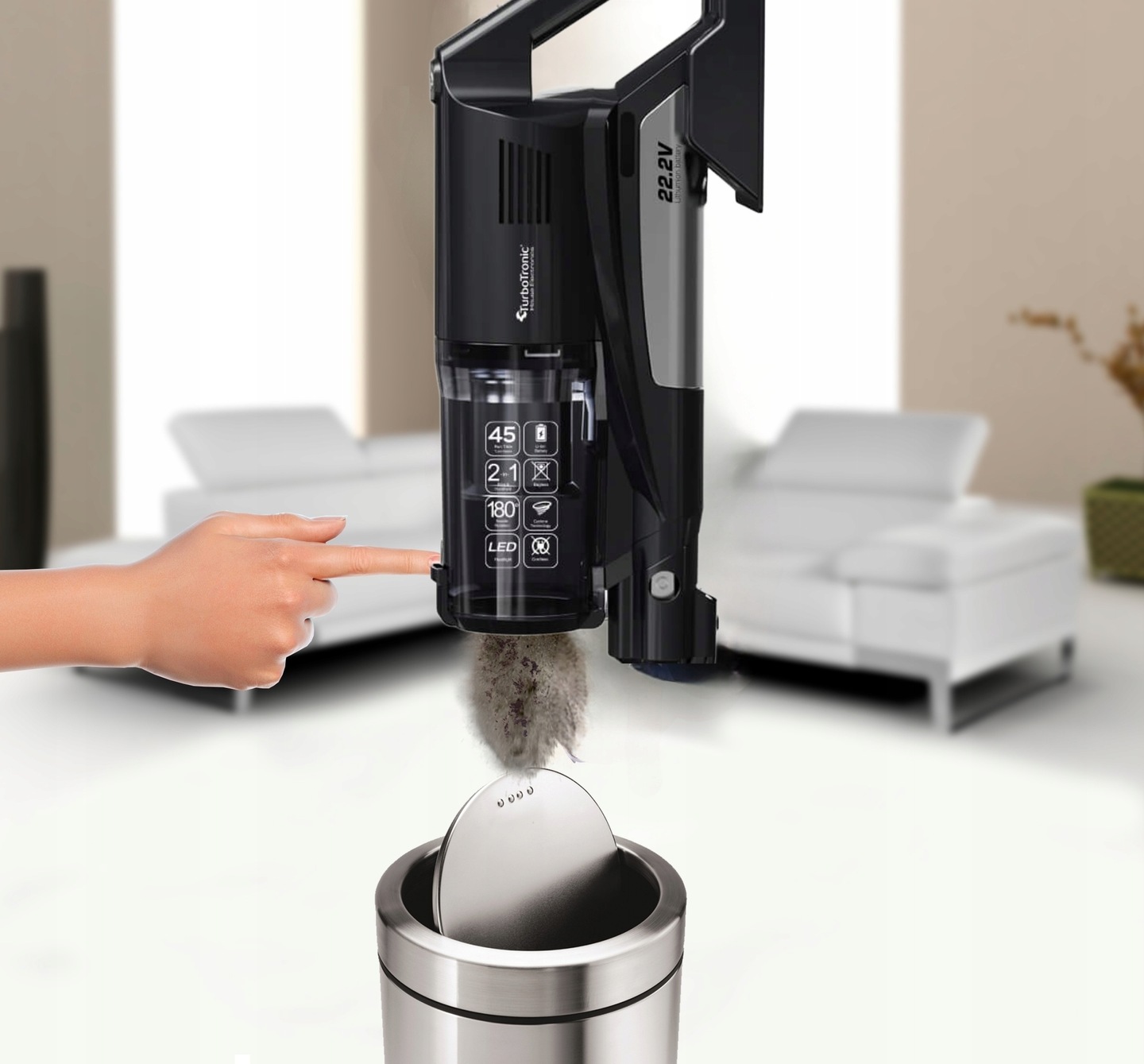 ODKURZACZ PIONOWY Z ŁAMANĄ RURĄ TURBOSZCZOTKA LED 13179387732