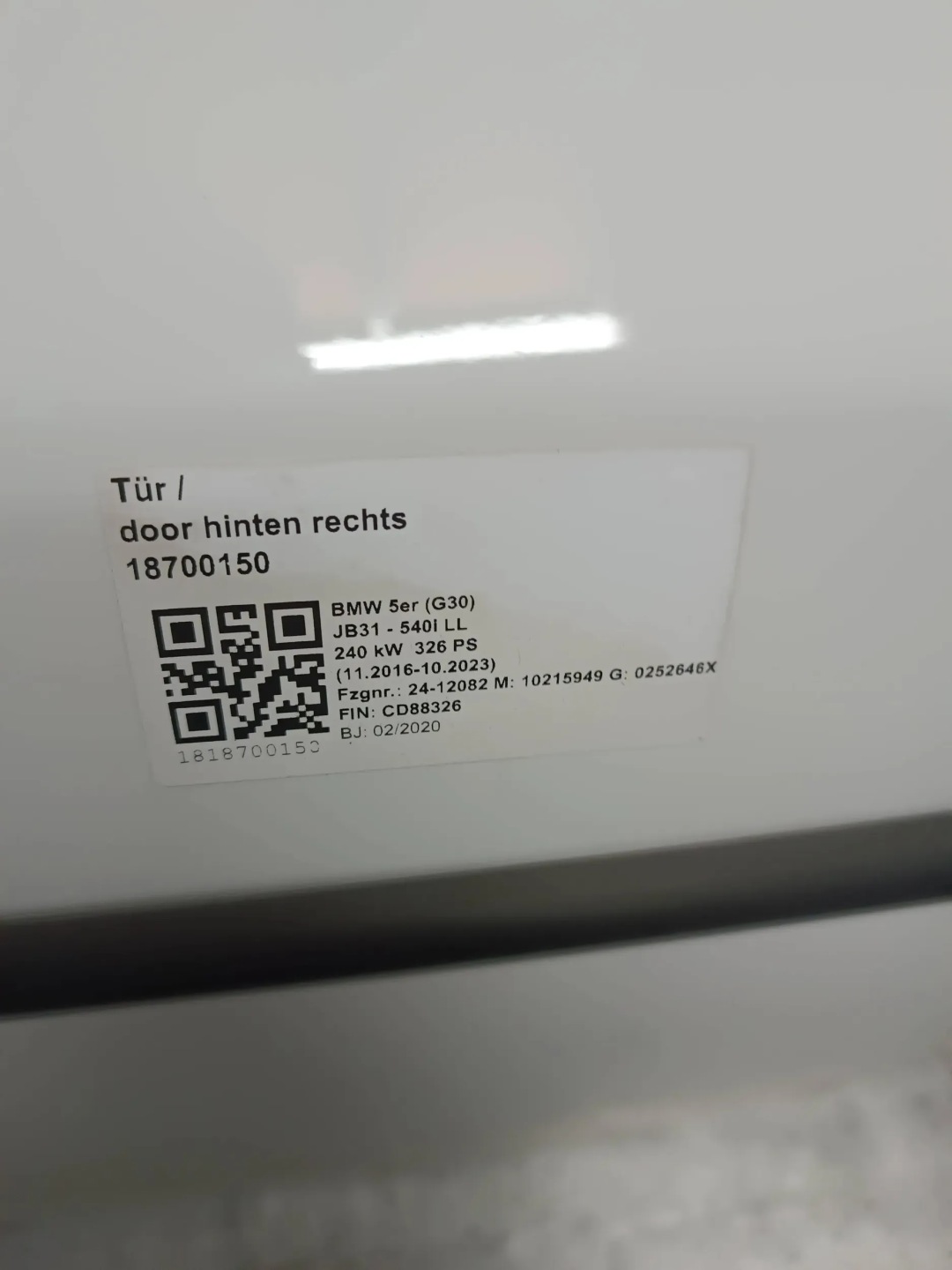 BMW 5 G30 Tür Vorne Rechts Door Porta Porte - Thumbnail 6