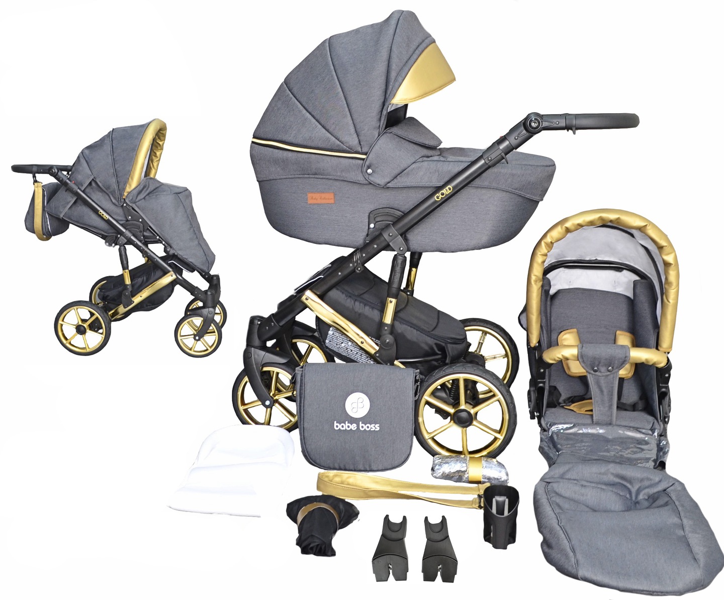 Wózek Dziecięcy Gold Uczio 2w1 Adaptery Maxi Cosi Cybex Aton I Size