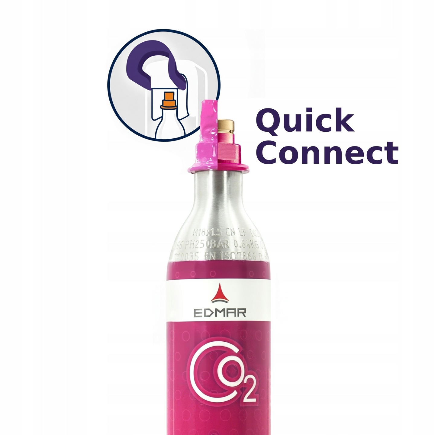 NABÓJ CO2 SodaStream Quick Connect RÓŻOWY CYLINDER DWUTLENEK DO SATURATORA