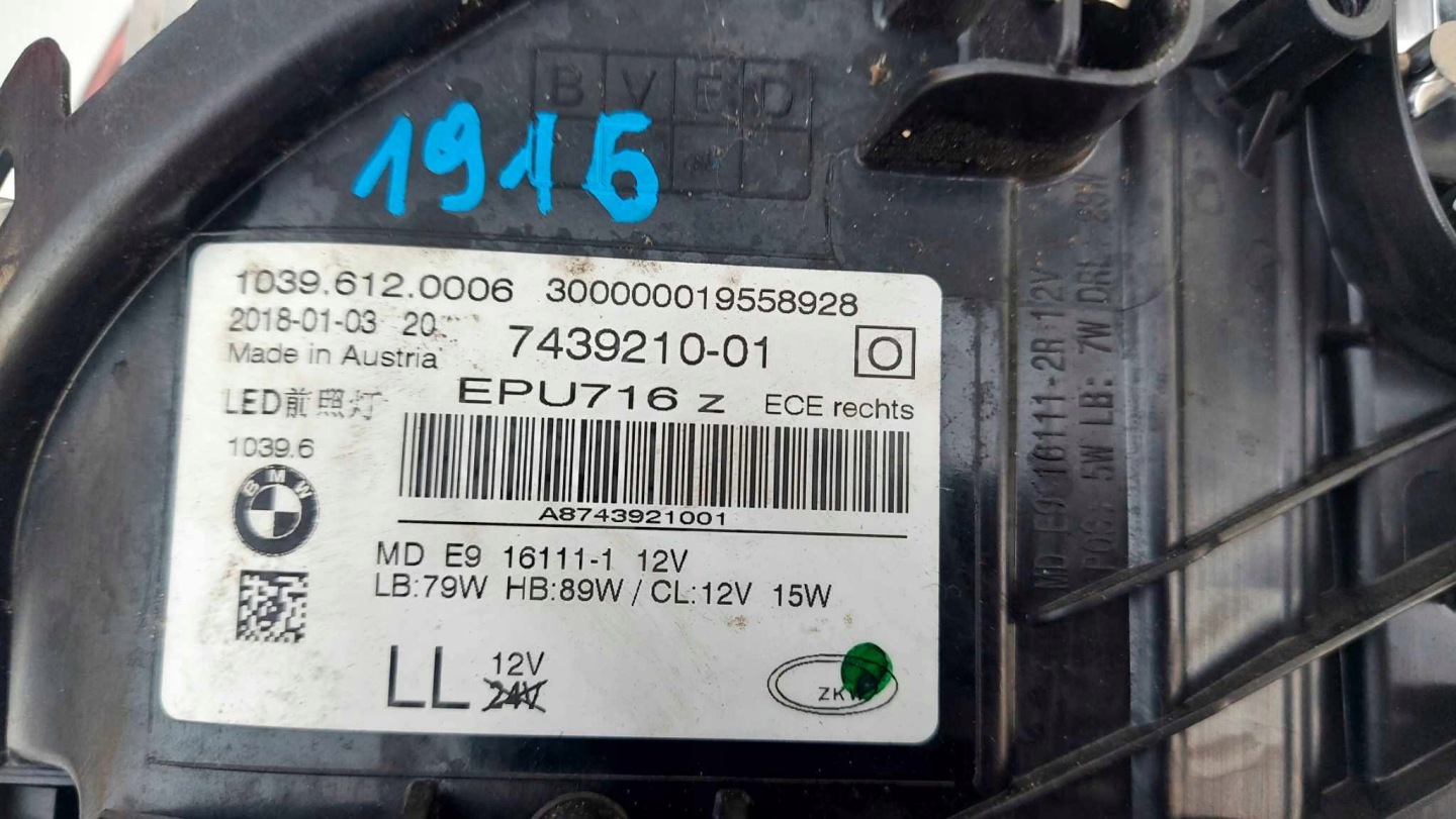 Frontscheinwerfer BMW 5 G31 7439210 LED ADAPTIVE Rechts Scheinwerfer Headlight - Thumbnail 11
