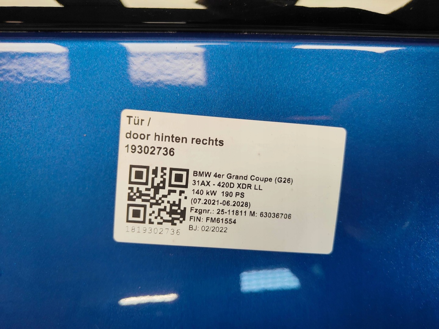BMW i4 I04 Tür Hinten Rechts Door 9625100 Porta Porte - Thumbnail 8