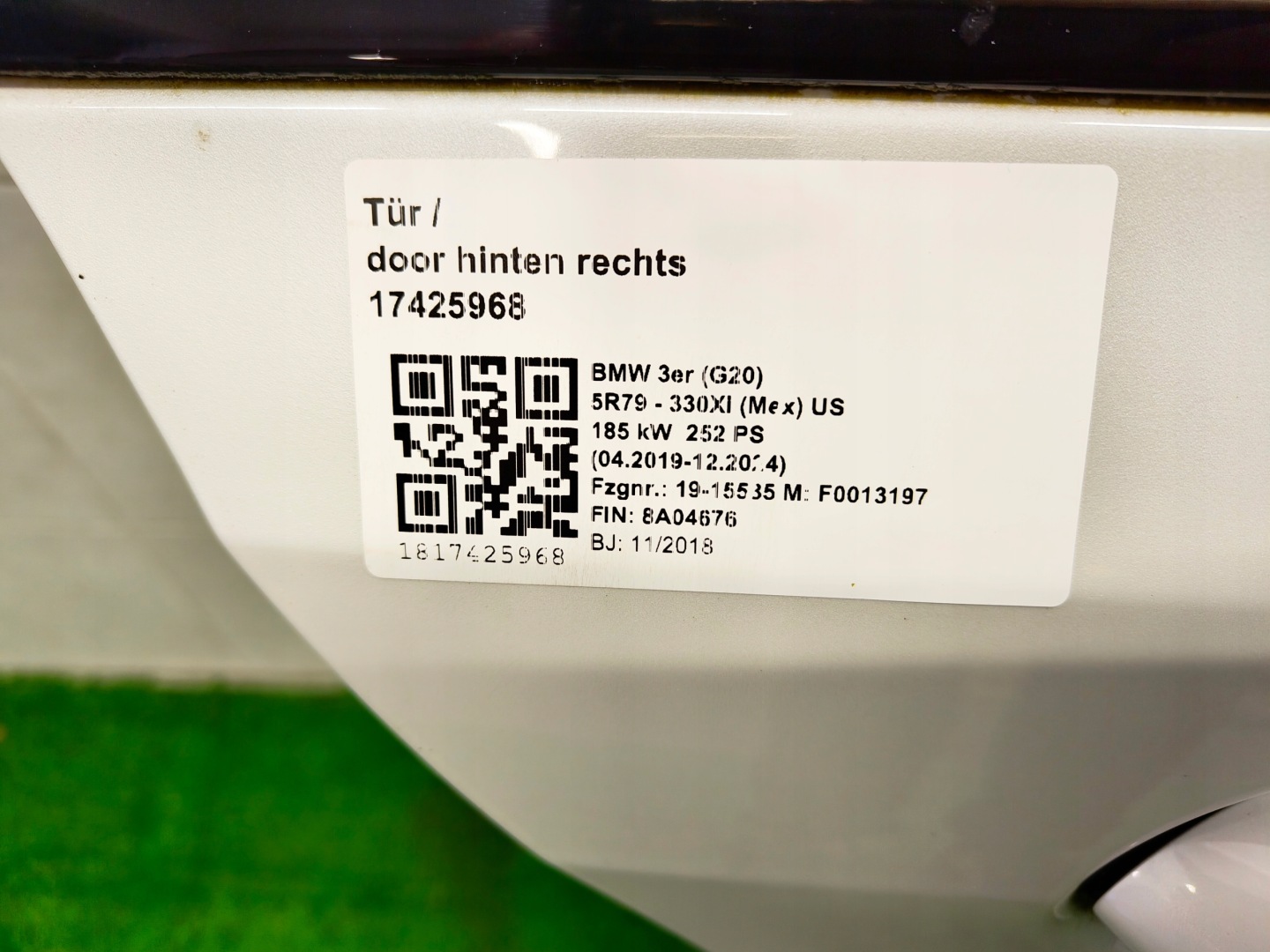 BMW 3 G20 Tür Hinten Rechts Door Porta Porte - Thumbnail 3