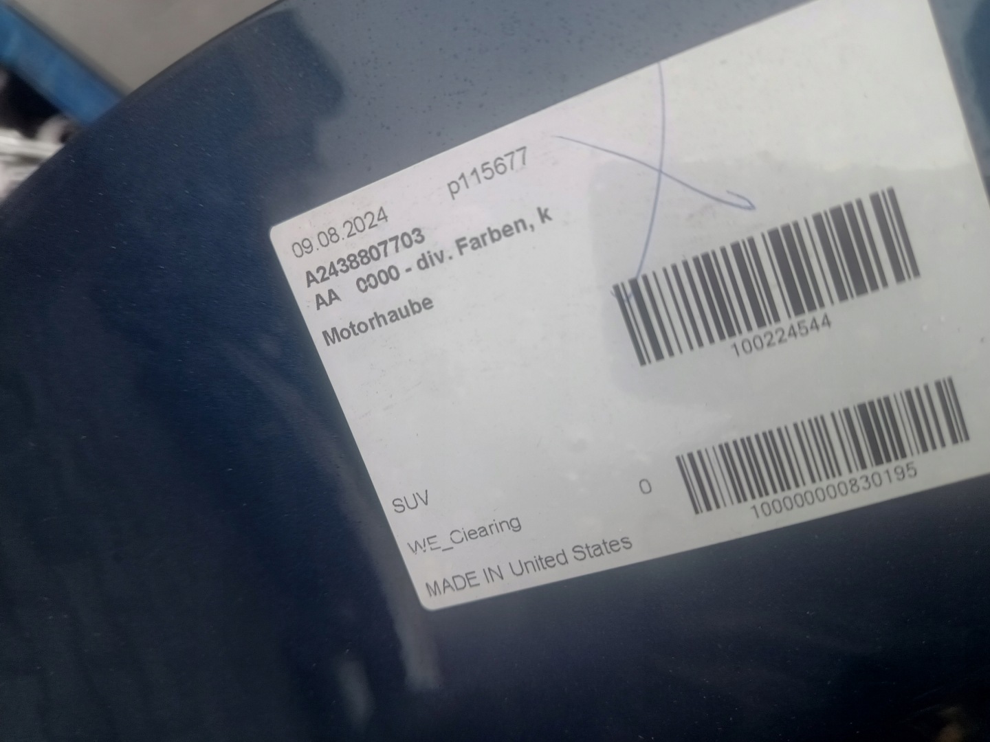 Motorhaube Mercedes-Benz EQB W243 Bonnet A2438807703 Hood - Thumbnail 2