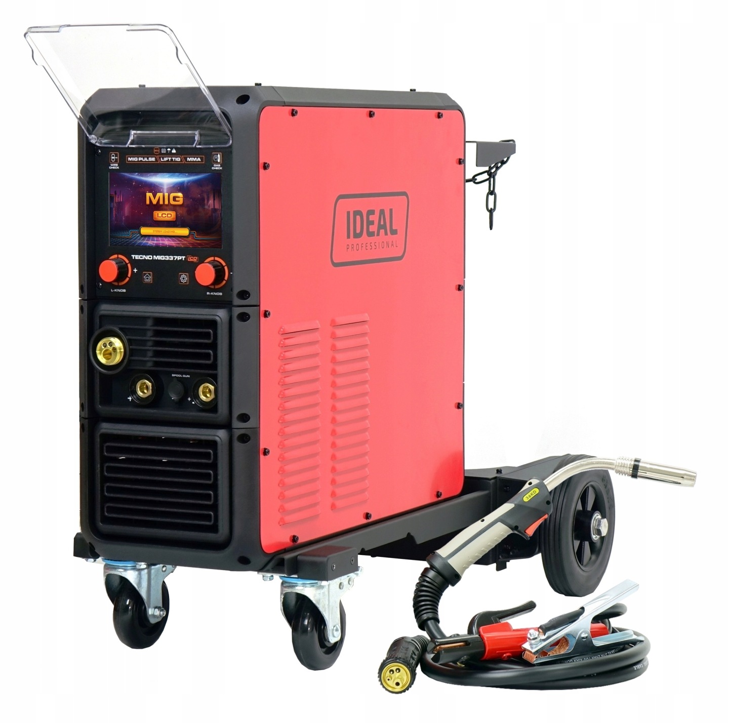 SPAWARKA IDEAL TECNO MIG 337 PULSE SYNERGIC LCD 400V 300A MAG + WÓZEK