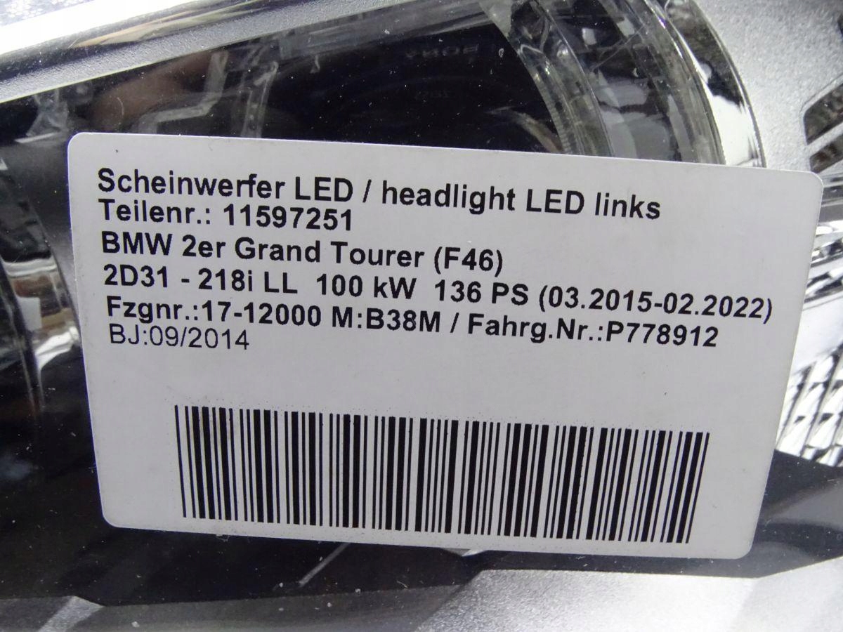 Frontscheinwerfer BMW 2 F44 7422579 LED Links Scheinwerfer Headlight - Thumbnail 7