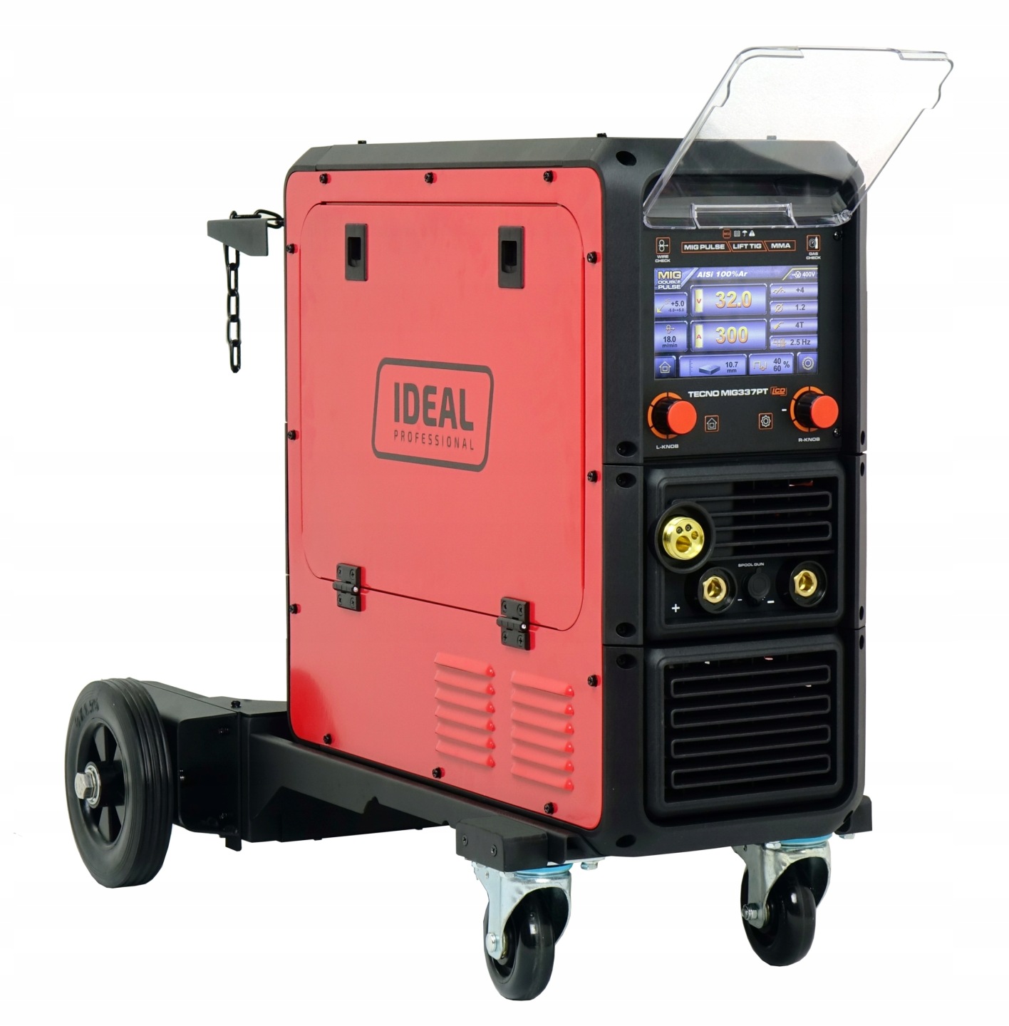 SPAWARKA IDEAL TECNO MIG 337 PULSE SYNERGIC LCD 400V 300A MAG + WÓZEK