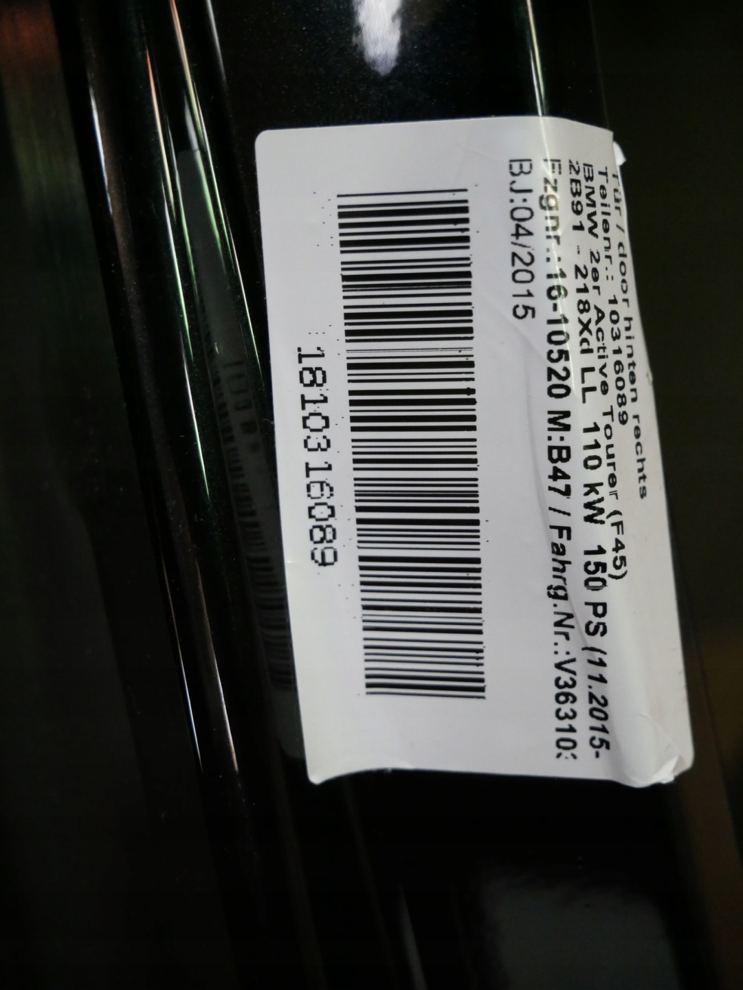 BMW 2 Active Tourer F45 Tür Hinten Rechts Door Porta Porte - Thumbnail 10