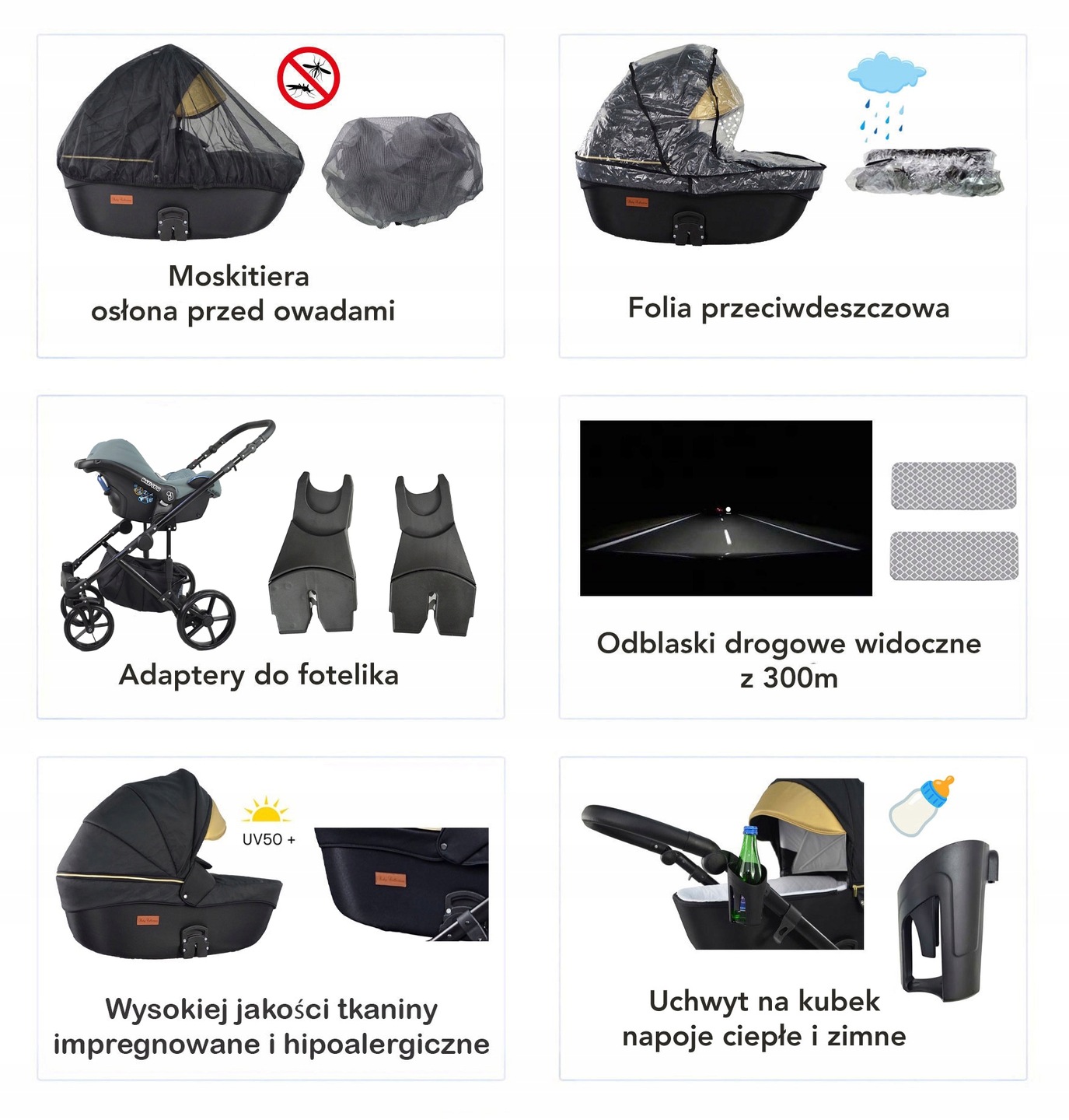 Wózek Dziecięcy Gold Uczio 2w1 Adaptery Maxi Cosi Cybex Aton I Size