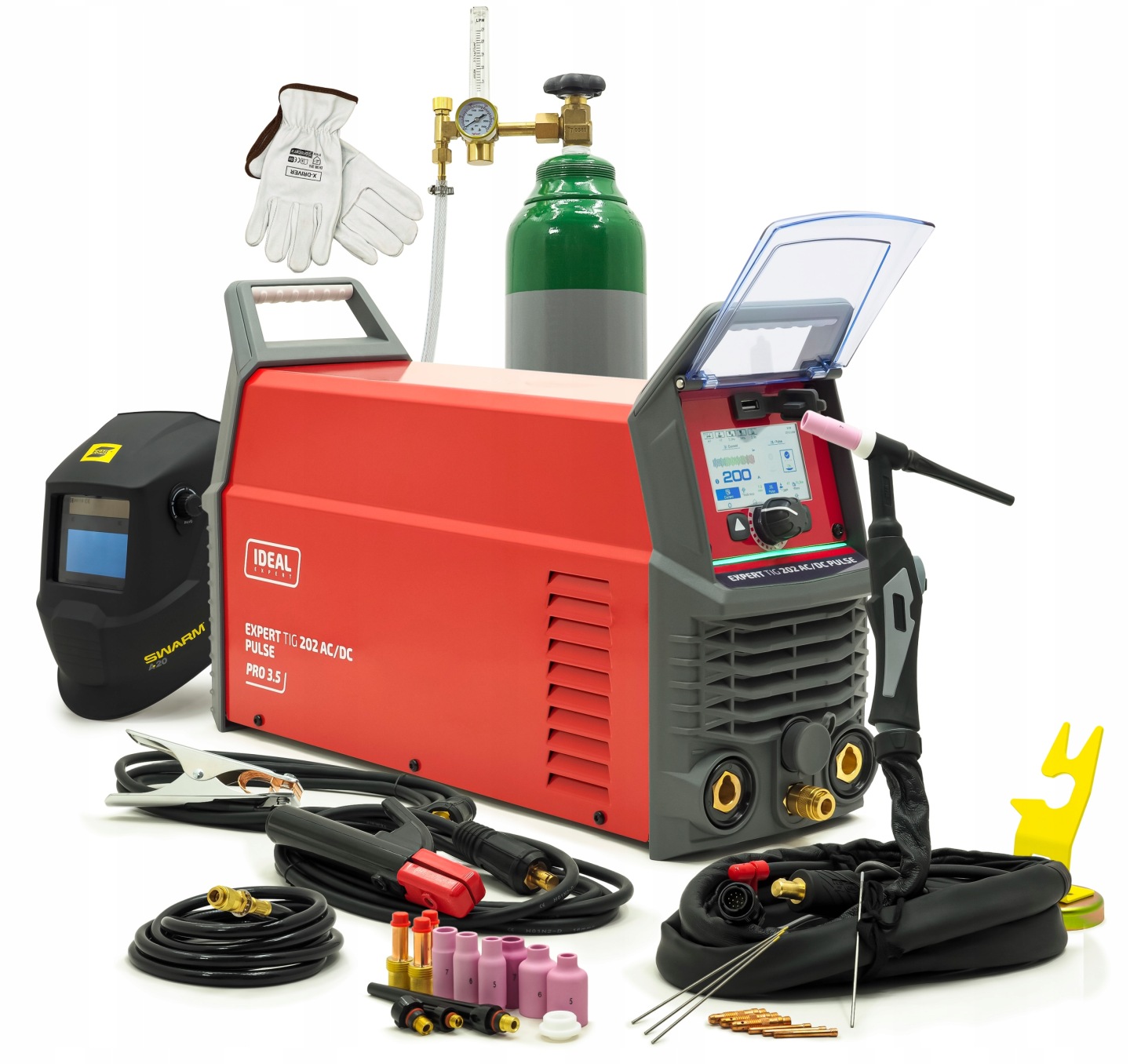 ZESTAW IDEAL EXPERT TIG 202 AC/DC PULSE Pro3.5 LCD 200A BUTLA  MASKA