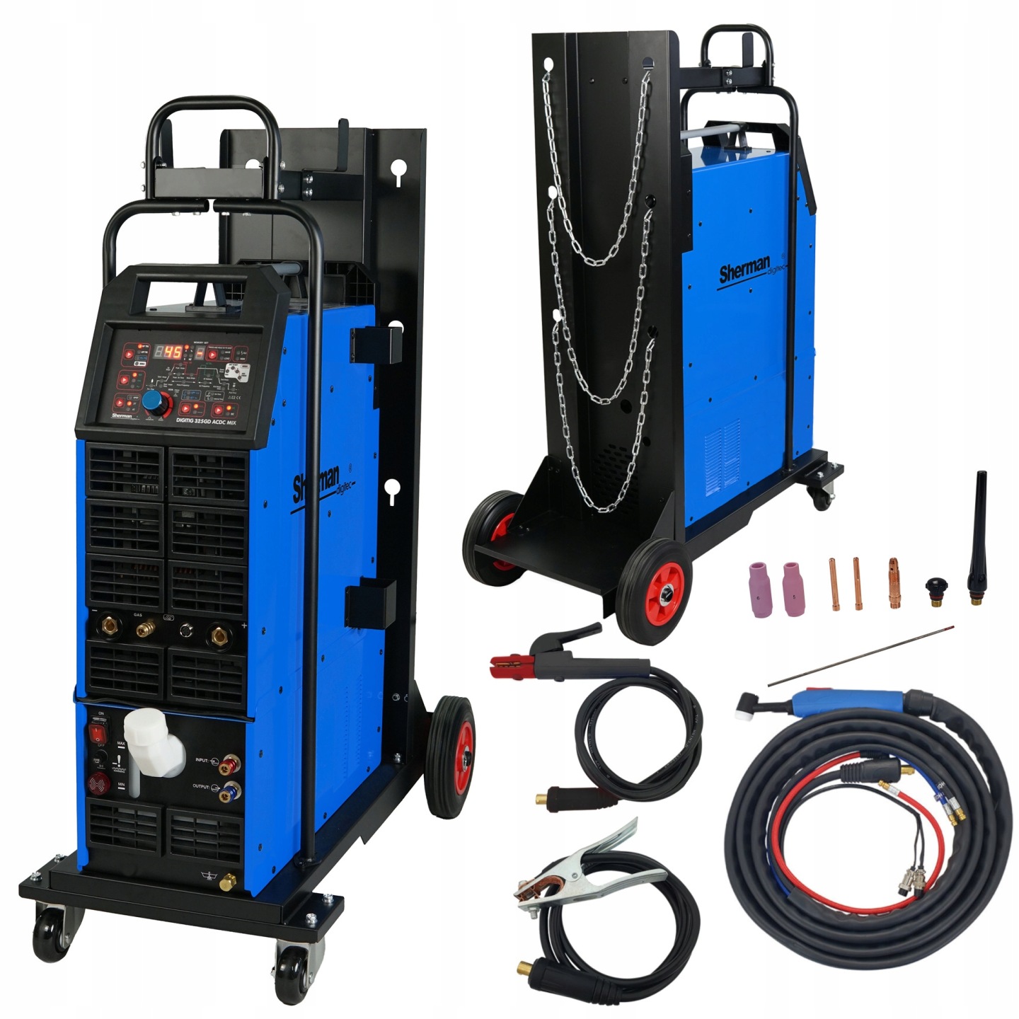 Spawarka TIG SHERMAN DIGITIG 325GD AC DC MIX WÓZEK CHŁODNICA 400V 315A