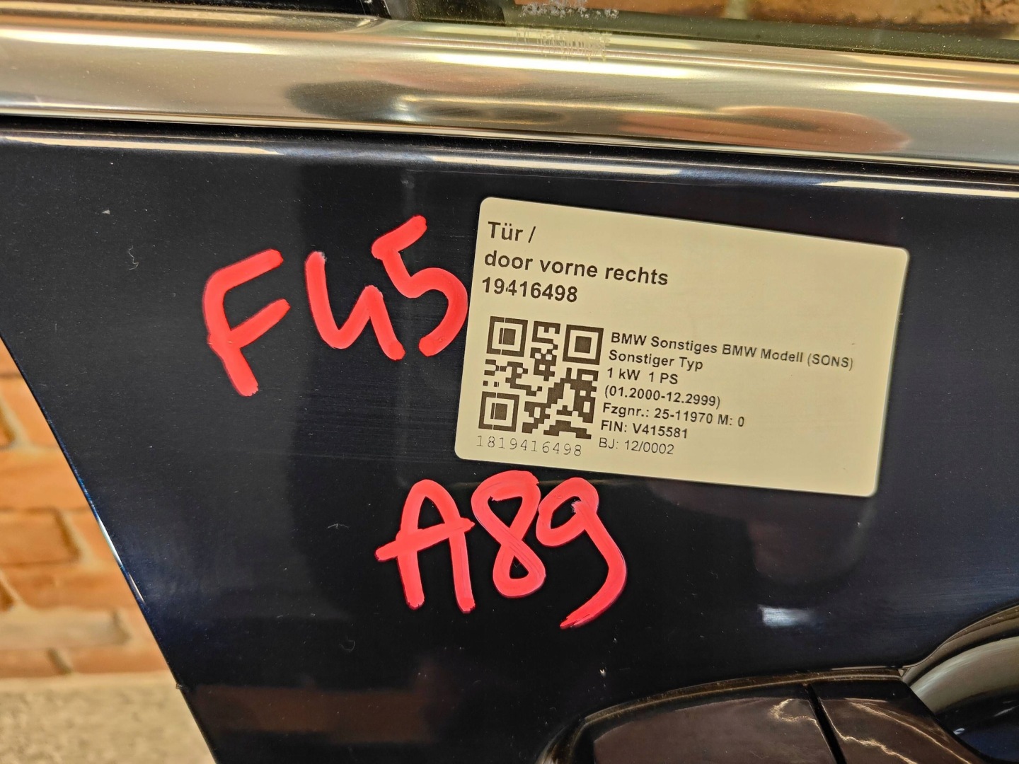 BMW 2 F44 Tür Vorne Rechts Door 7294230 Porta Porte - Thumbnail 11