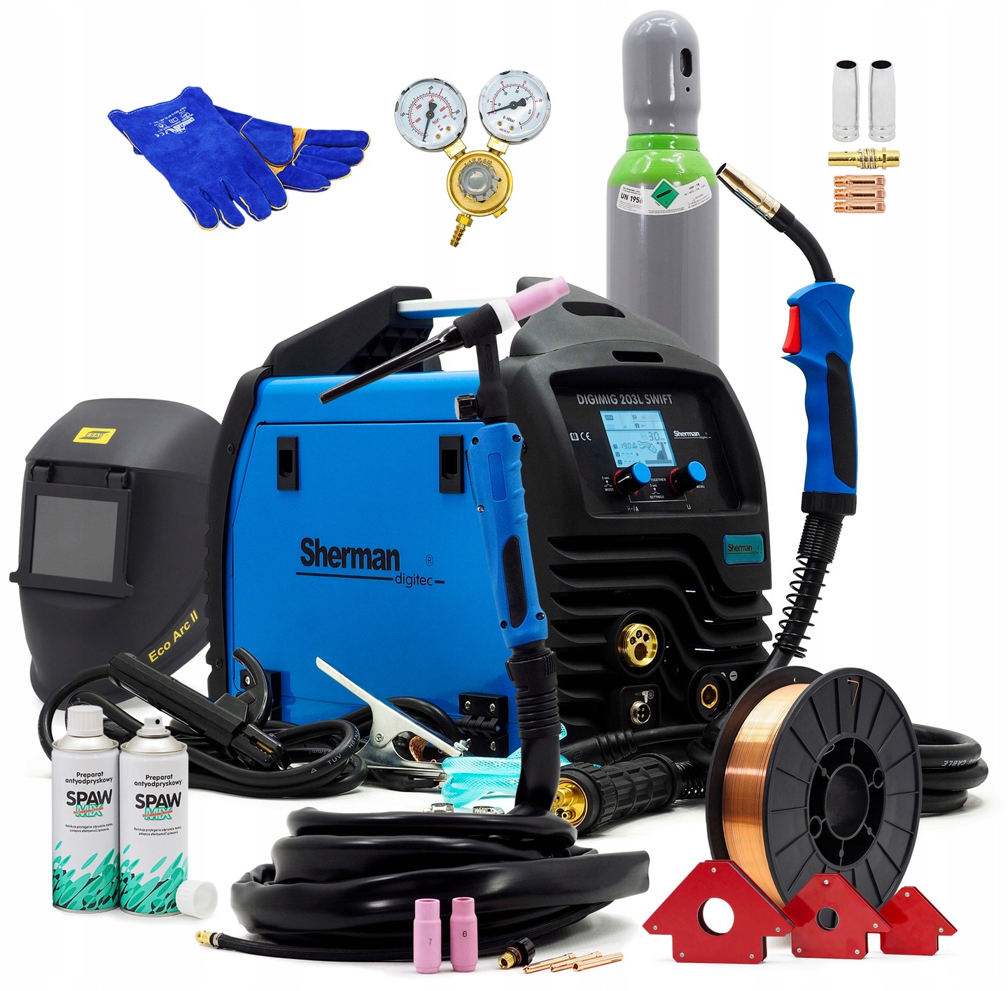 ZESTAW SHERMAN DIGIMIG 203L SWIFT 3w1 PÓŁAUTOMAT SYNERGIA MIG TIG MMA 200A TIG