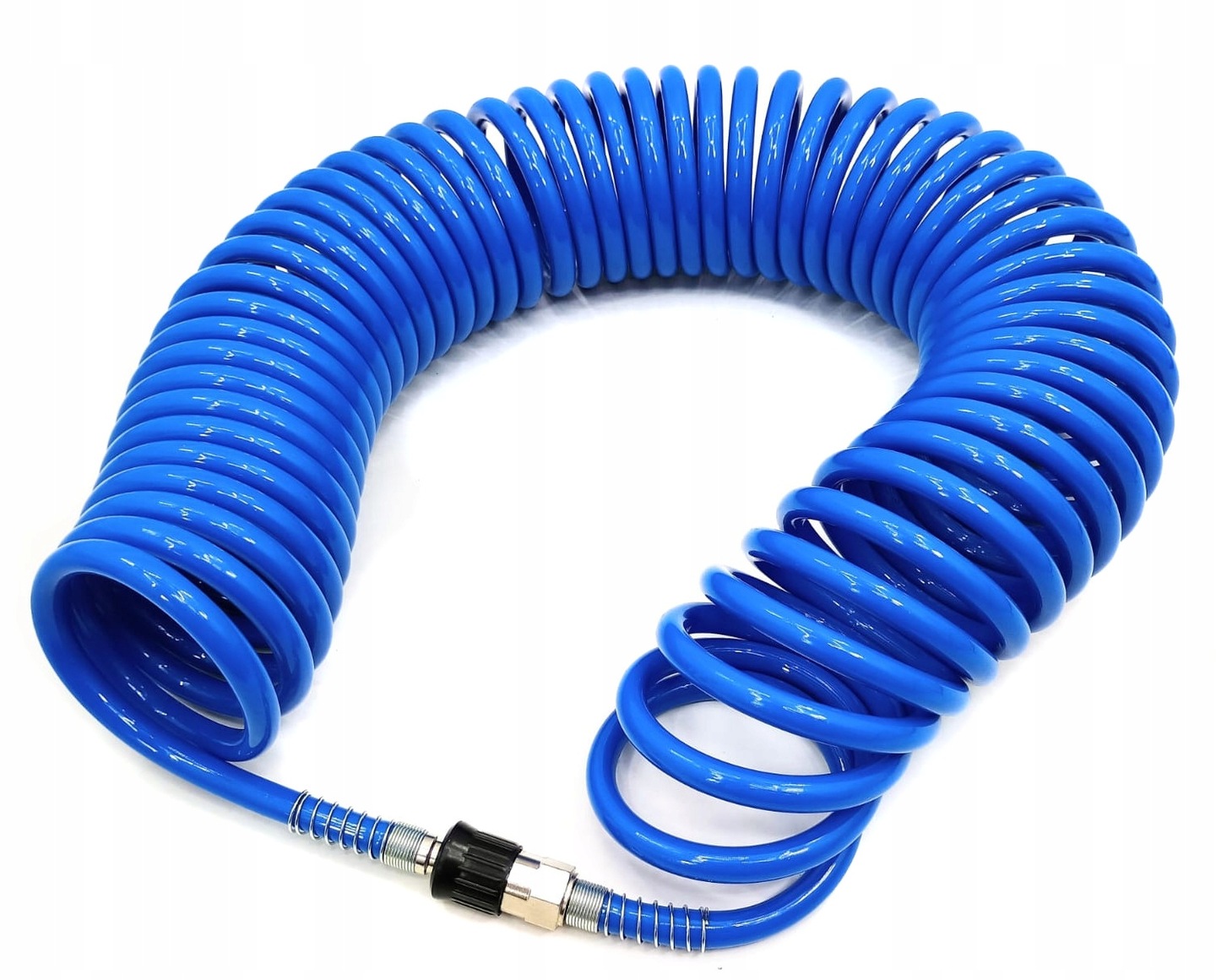 WĄŻ PNEUMATYCZNY SPIRALNY POLIURETANOWY 8x12 mm 15m z szybkozłączem R26 