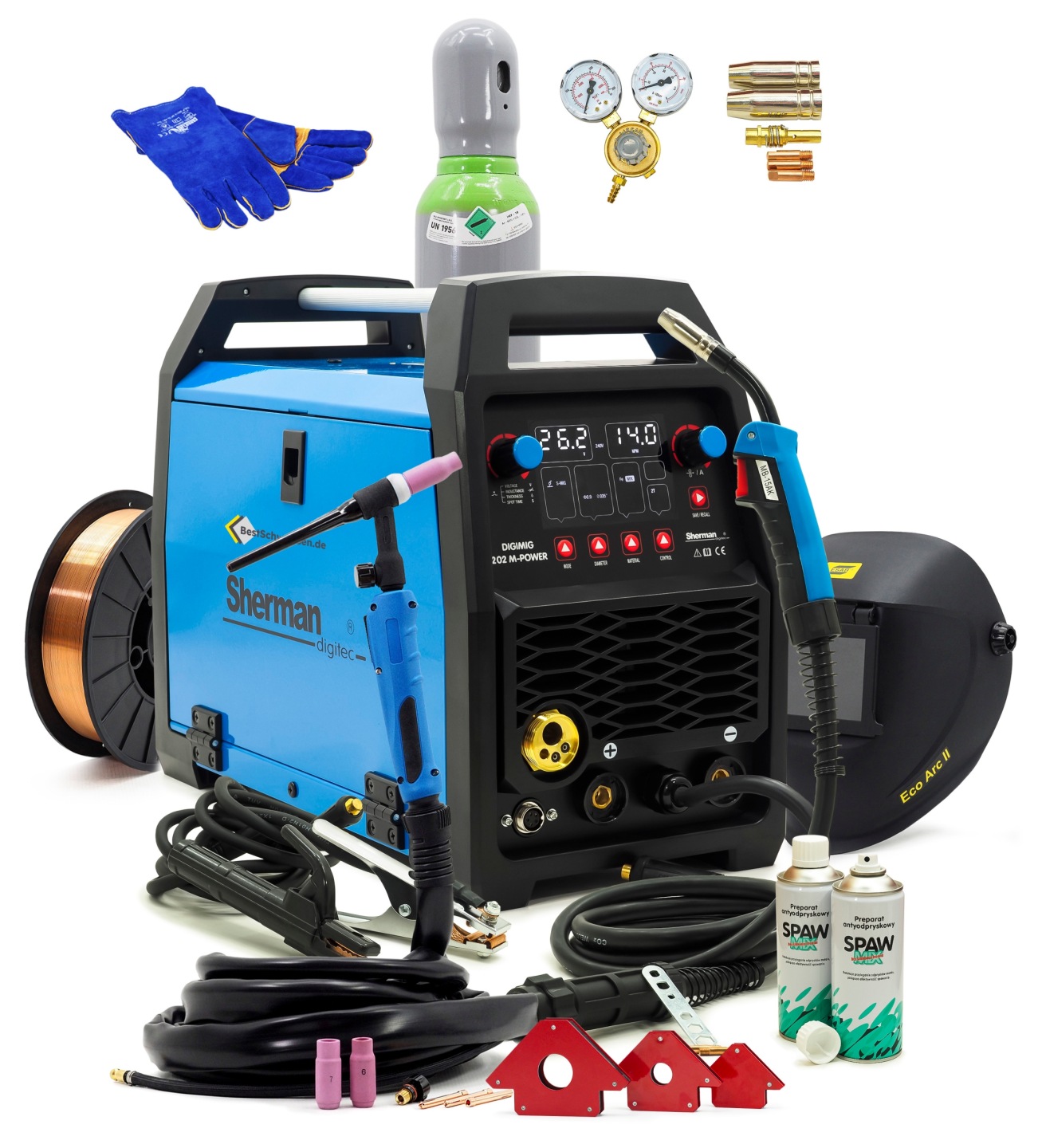 ZESTAW SPAWARKA SHERMAN DIGIMIG 202 M-POWER SYNERGIA MIG 200A PRZYŁBICA