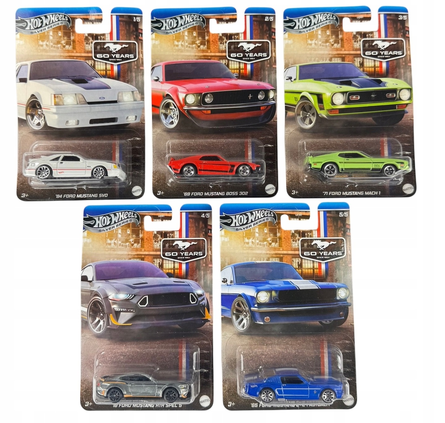 HOT WHEELS MUSTANG 60 YEARS ZESTAW 5szt 1:64 NOWY