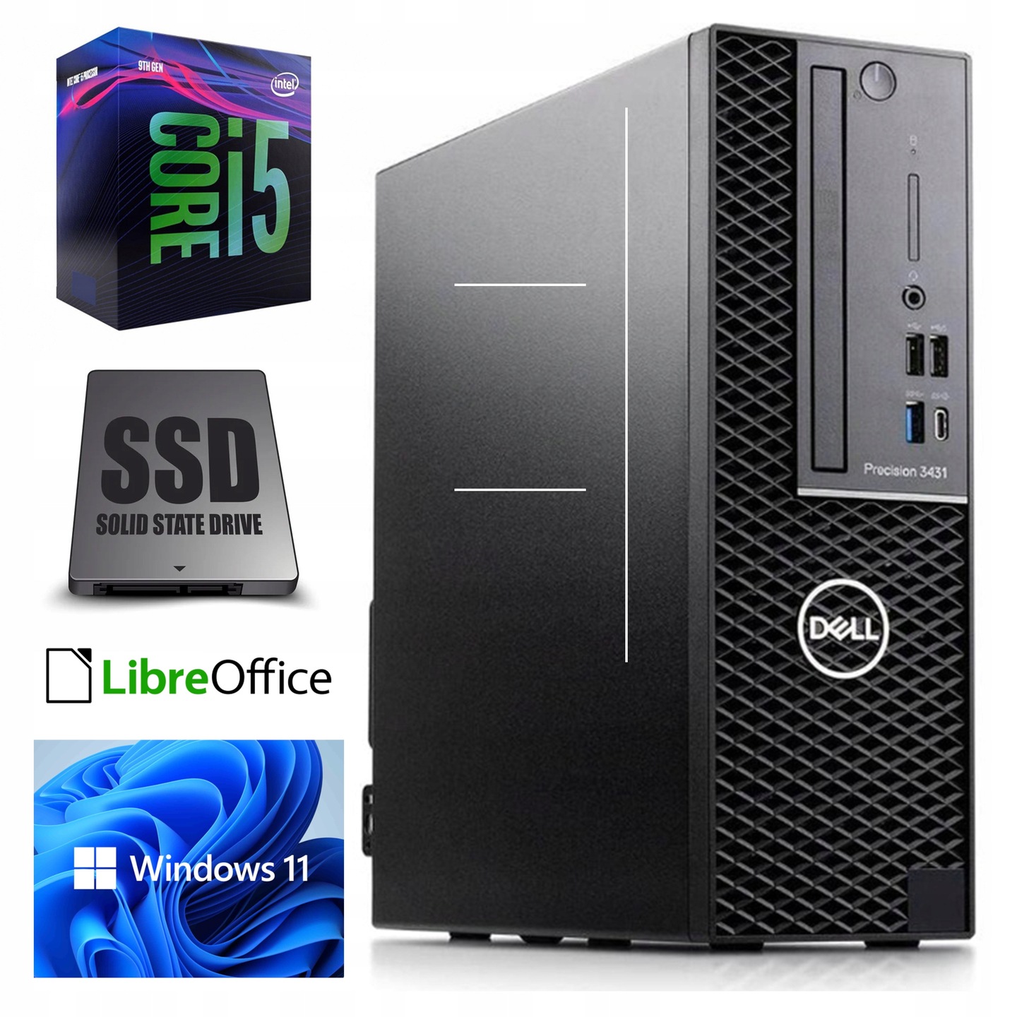 Mały komputer Dell do biura SFF 3431 Intel i5-9gen 16GB 512GB SSD
