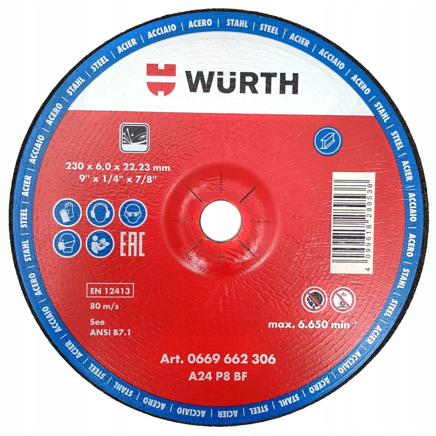 WURTH TARCZA DO SZLIFOWANIA STALI 125x6,0x22,23 6,0 ECO 0669662306