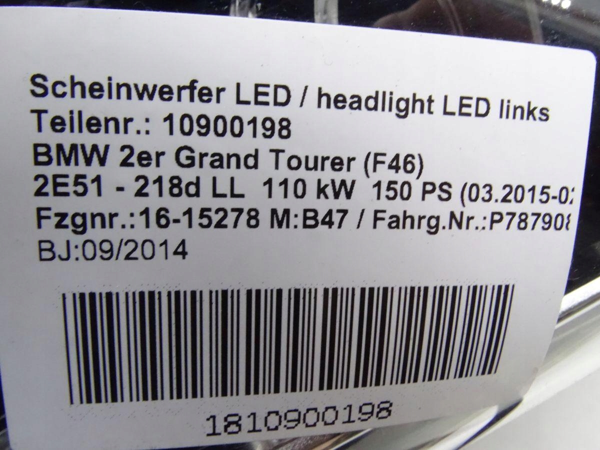 Frontscheinwerfer BMW 2 F44 7422579 LED Links Scheinwerfer Headlight - Thumbnail 9
