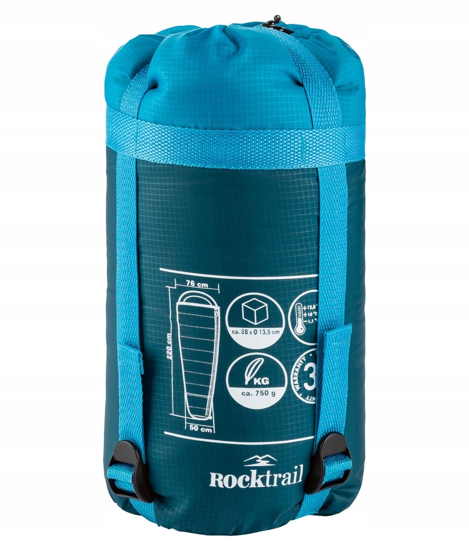 Śpiwór turystyczny mumia z kapturem Rocktrail 0,75 kg 220cm LEKKI