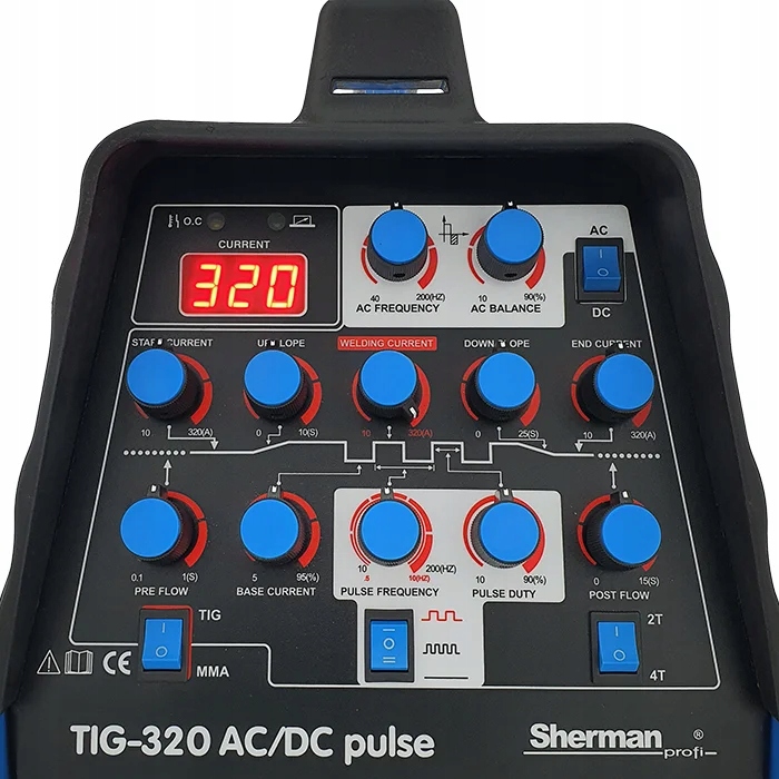 Spawarka TIG SHERMAN 320 AC/DC PULSE 320A 400V HF DO ALUMINIUM INWERTOR